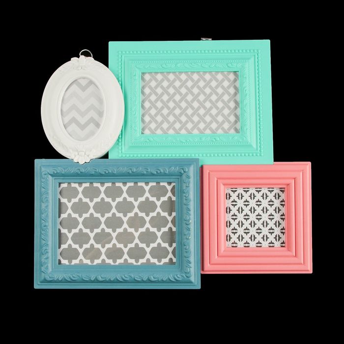 Фоторамка пластик на 4 фото 9х6, 9х9, 10х15, 13х18 см "Эйфория" 35х39 см