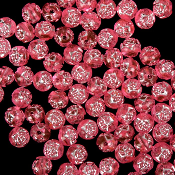 Набор бусин для творчества пластик "Розочки" нежно-розовые 20 гр 0,8х0,8 см