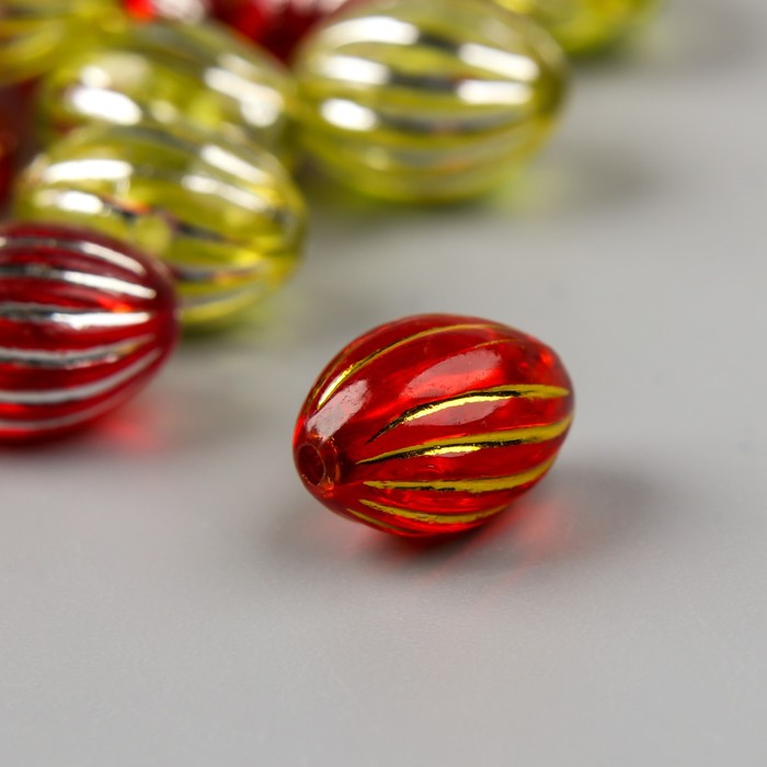 Набор бусин для творчества пластик овал "Полосочки" разноцветные 20 гр 1,5х0,8 см