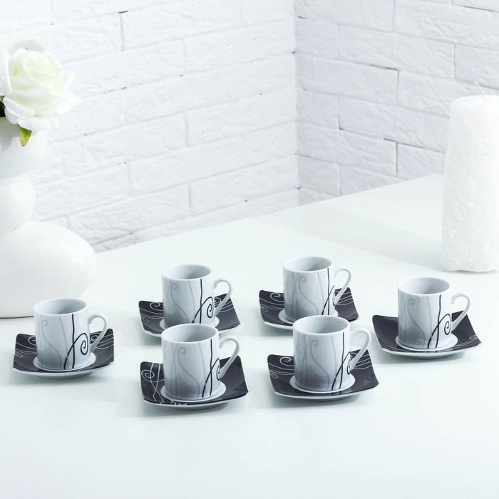 Набор кофейный, 12 предметов, чашка 70 мл