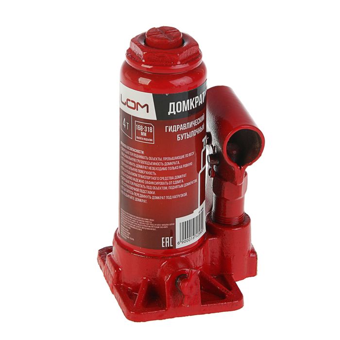Домкрат гидравлический бутылочный LOM 4 т, высота подъема 168-330 мм