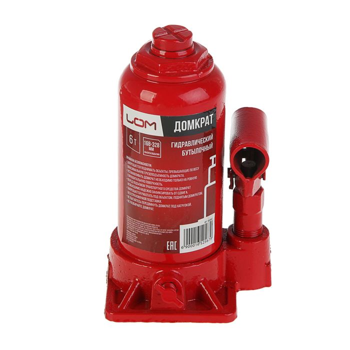 Домкрат гидравлический бутылочный LOM в кейсе, 6 т, высота подъема 178-338 мм