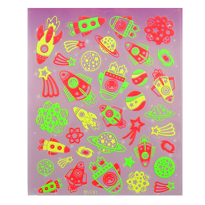 Наклейка пластик светящаяся "Космос" МИКС 30х18 см