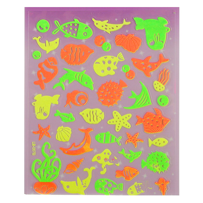 Наклейка пластик светящаяся "Морской мир" МИКС 30х18 см