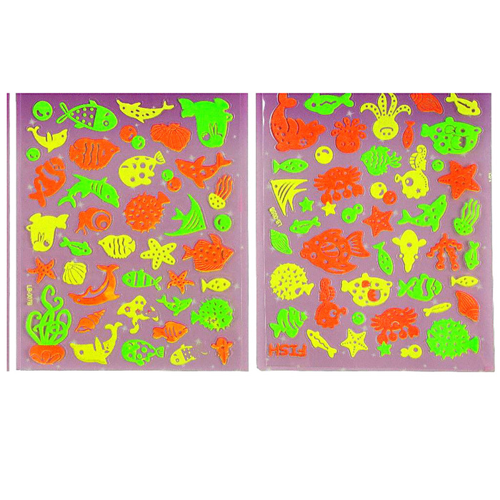 Наклейка пластик светящаяся "Морской мир" МИКС 30х18 см