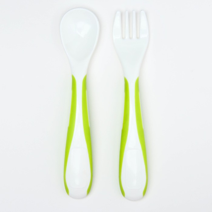 Набор столовых приборов детский Basic: ложка, вилка, от 5 мес., цвет зелёный