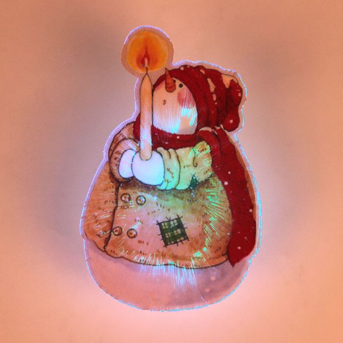 Световая картинка на прищепке "Снеговик рождественский"(батарейки в комплекте), 1 LED, RGB