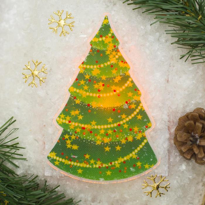 Световая картинка на прищепке "Елочка"(батарейки в комплекте), оптоволокно, 1 LED, RGB