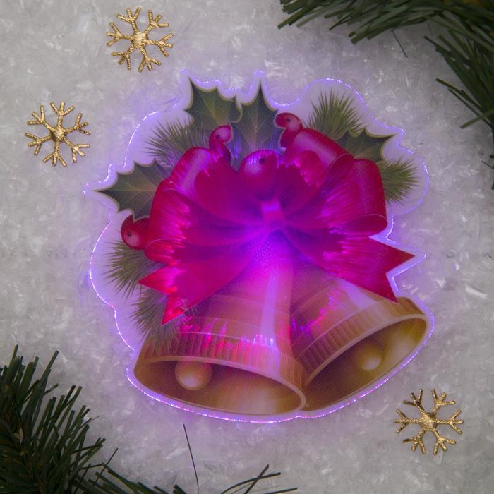 Световая картинка на присоске "Колокольчик"(батарейки в комплекте), оптоволокно, 1 LED, RGB