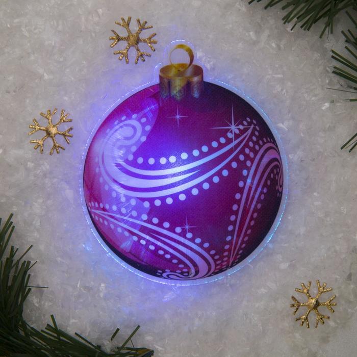 Световая картинка на прищепке "Елочный шар"(батарейки в комплекте), оптоволокно, 1 LED, RGB