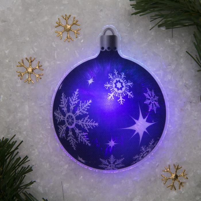 Световая картинка на прищепке "Елочный шар"(батарейки в комплекте), оптоволокно, 1 LED, RGB