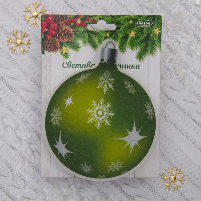 Световая картинка на прищепке "Елочный шар"(батарейки в комплекте), оптоволокно, 1 LED, RGB