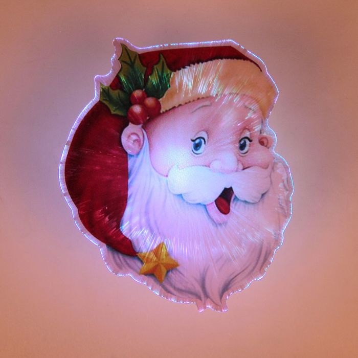 Световая картинка на присоске "Дед Мороз"(батарейки в комплекте), оптоволокно, 1 LED, RGB