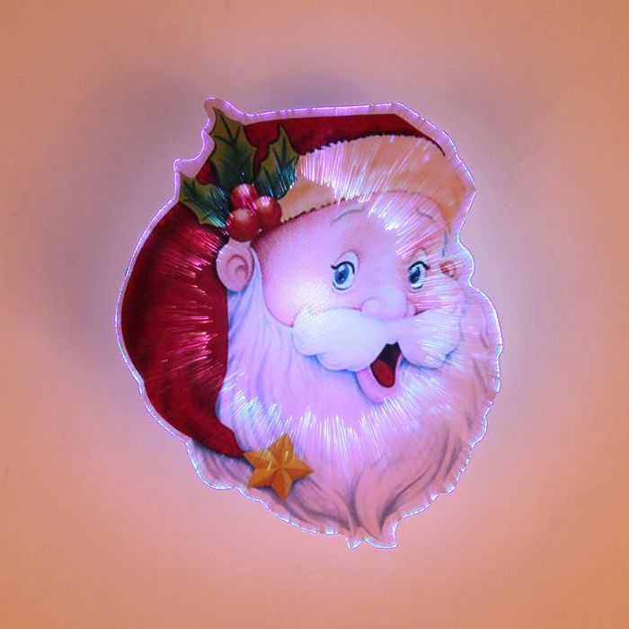 Световая картинка на магните "Дед Мороз"(батарейки в комплекте), оптоволокно, 1 LED, RGB