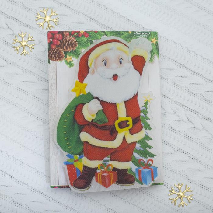 Световая картинка на магните "Дед Мороз приветствует!"(батарейки в комплекте), 1 LED, RGB