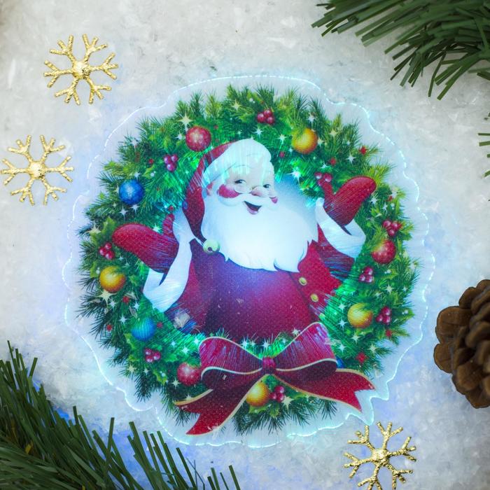 Световая картинка на прищепке "Санта"(батарейки в комплекте), оптоволокно, 1 LED, RGB