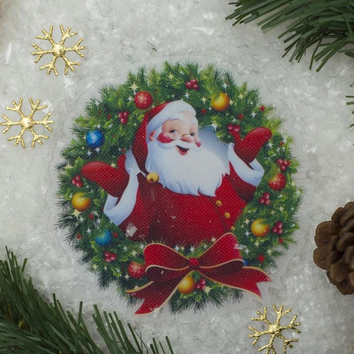 Световая картинка на присоске "Санта"(батарейки в комплекте), оптоволокно, 1 LED, RGB