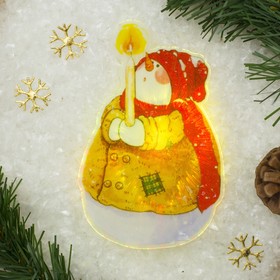 Световая картинка на магните "Снеговик рождественский"(батарейки в комплекте), 1 LED, RGB