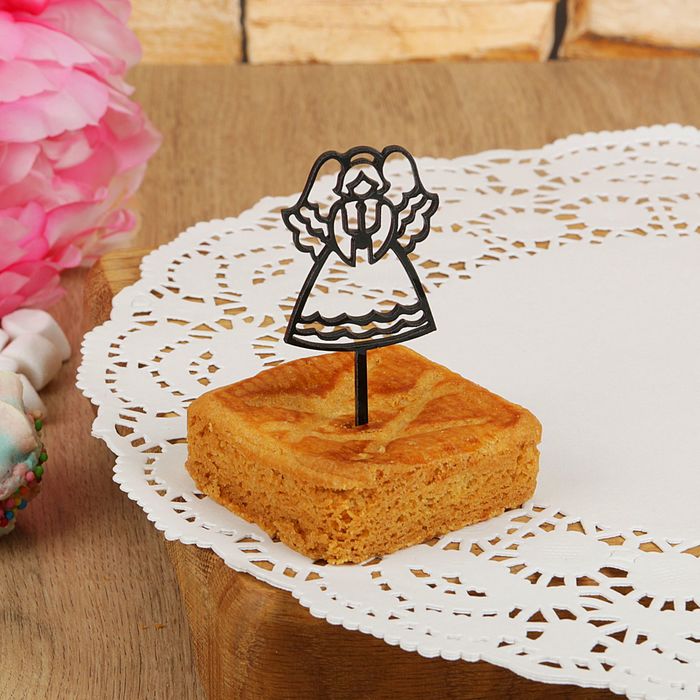 Набор топперов на пирожное "Ангел", 8 шт, цвет черный