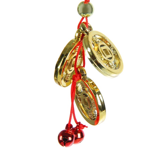 Подвеска + колокольчики "Три золотых монеты" 18 см