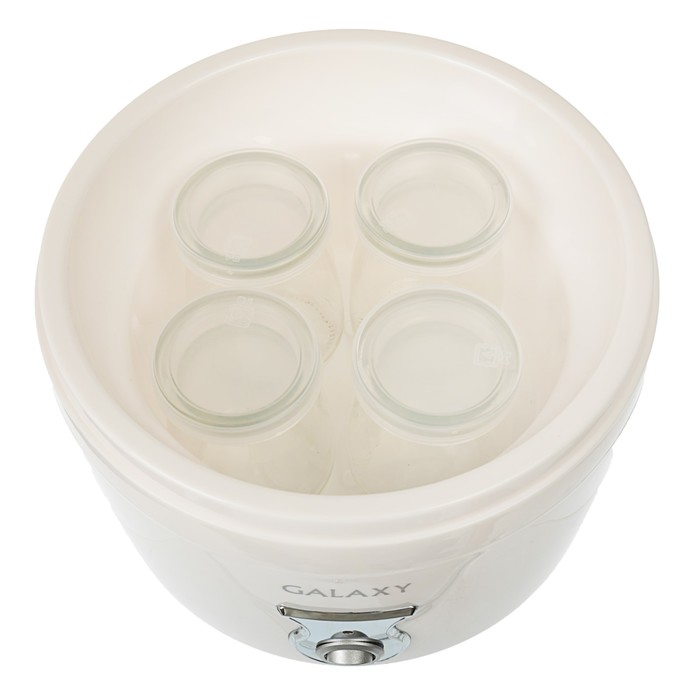 Йогуртница Galaxy GL 2695, 20 Вт, 0,4 л, 4 стеклянные емкости с крышками, белый