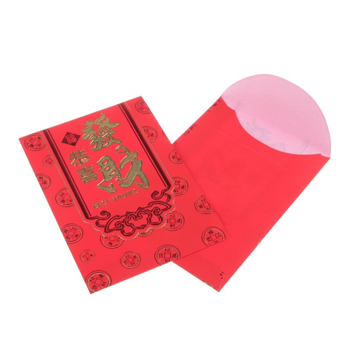 Конверт для амулета красный "Золотые рисунки" набор 6 шт МИКС 7х10 см