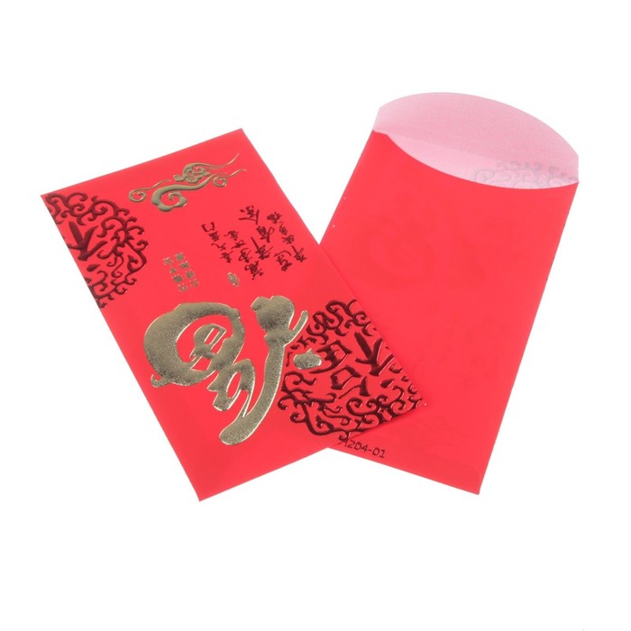 Конверт для амулета красный "Цветочный" набор 6 шт МИКС 8х18 см