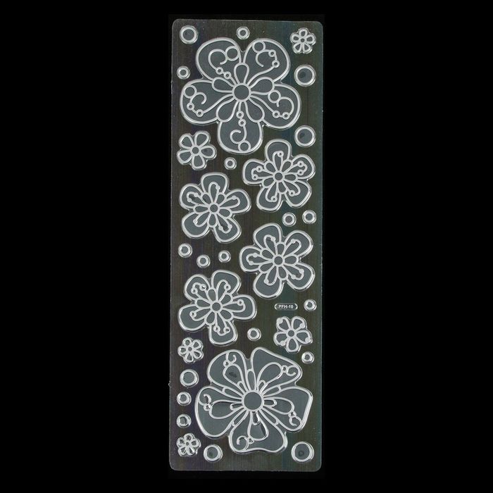 Наклейка пластик "Цветы" серебро МИКС 35х10 см