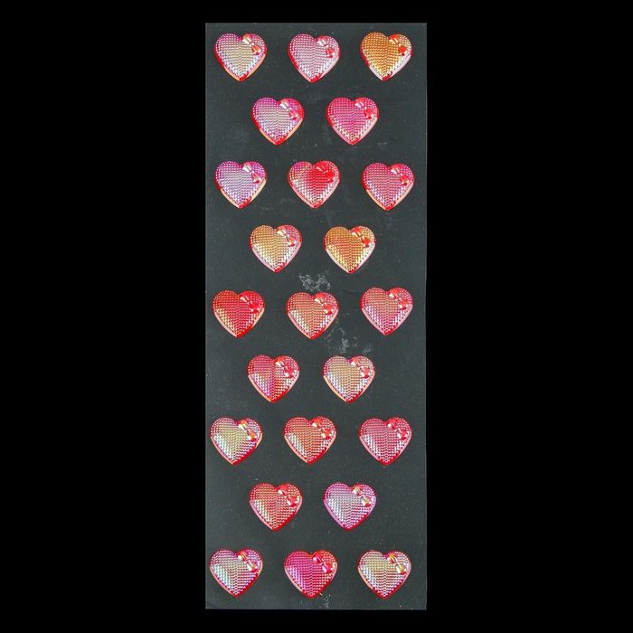 Наклейка пластик стразы "Большие сердца" МИКС 31,5х10,7 см