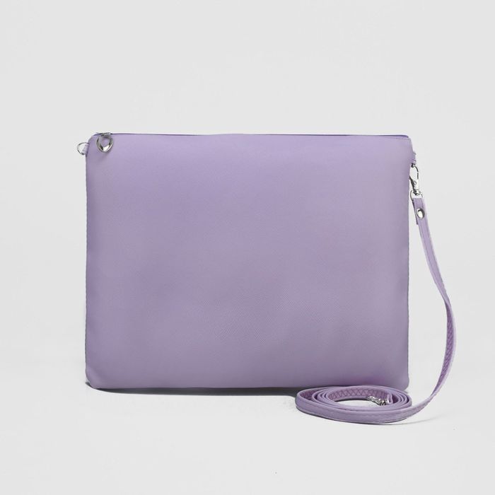 Клатч женский, отдел на молнии, длинный ремень, цвет сиреневый