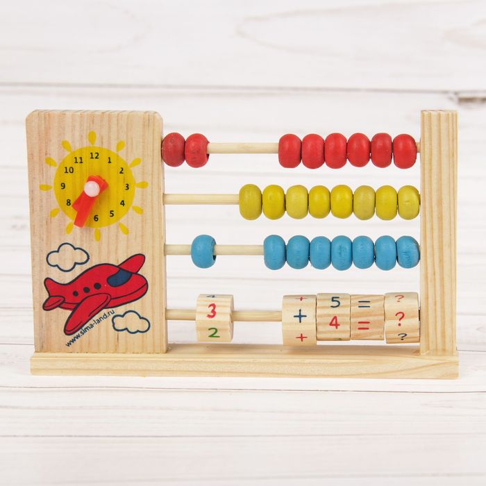 Счёты малые с часами "Самолёт", 13 х 19 см