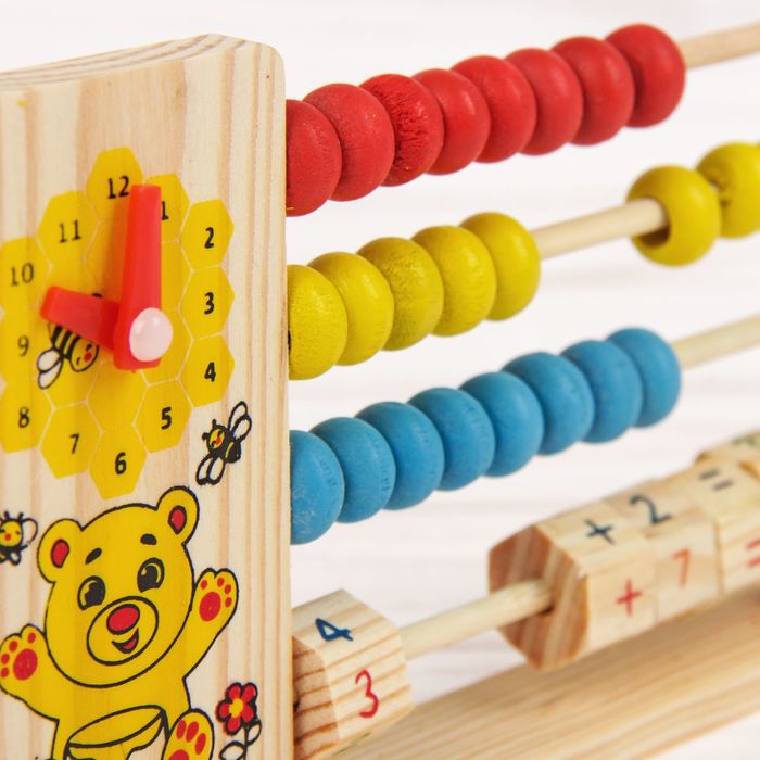 Счёты малые с часами "Мишка", 13 х 19 см