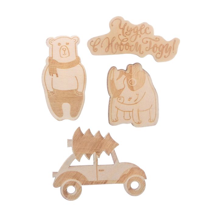 Деревянные высечки для скрапбукинга «Чудес в Новом Году», 9 × 10,5 см