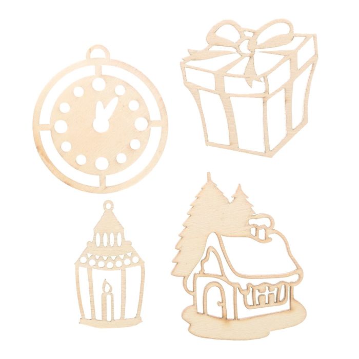 Деревянные высечки для скрапбукинга «Зимний вечер», 9 × 10,5 см