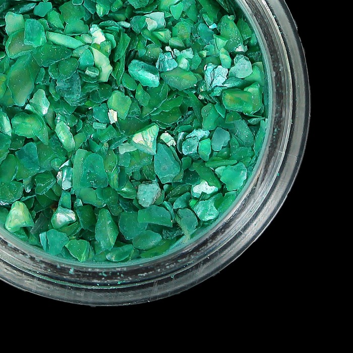 Ракушка для декора ногтей, 3гр, цвет зелёный