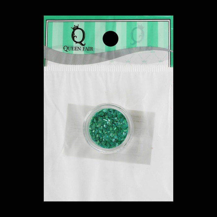 Ракушка для декора ногтей, 3гр, цвет зелёный