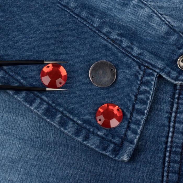 Стразы пришивные, d=14мм, 20шт, круглые, цвет красный