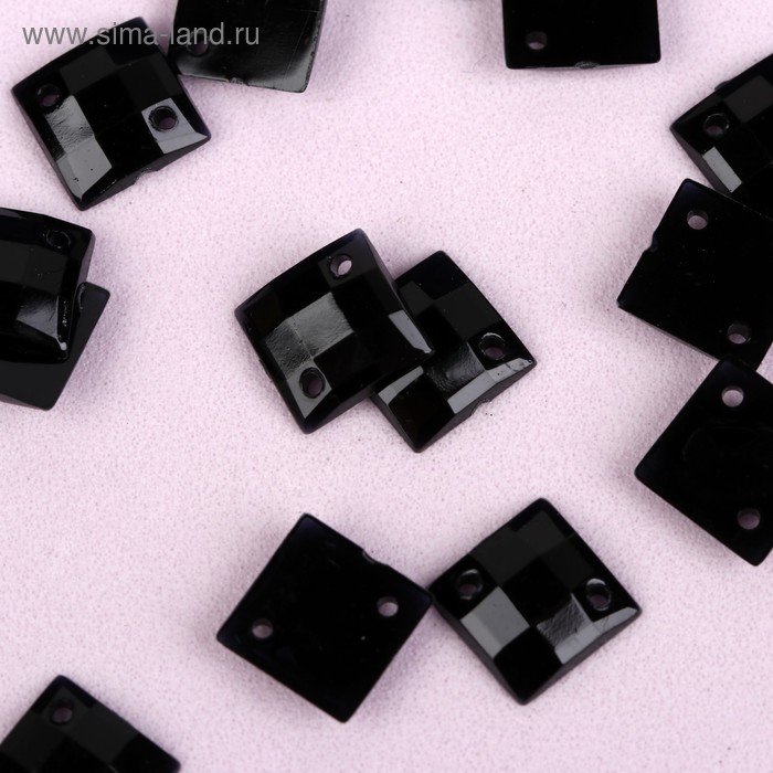 Стразы пришивные «Квадрат», 8 × 8 мм, 50 шт, цвет чёрный