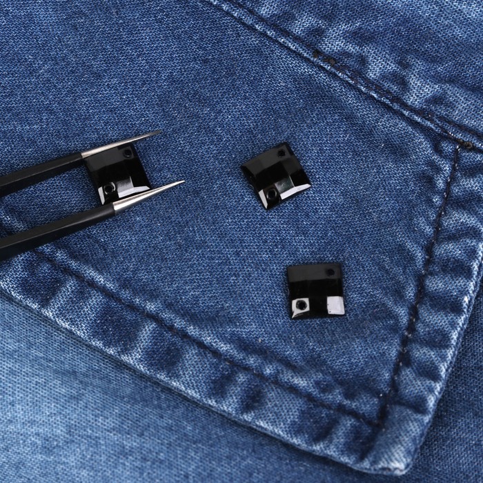 Стразы пришивные, 8*8мм, 50шт, квадратные, цвет чёрный