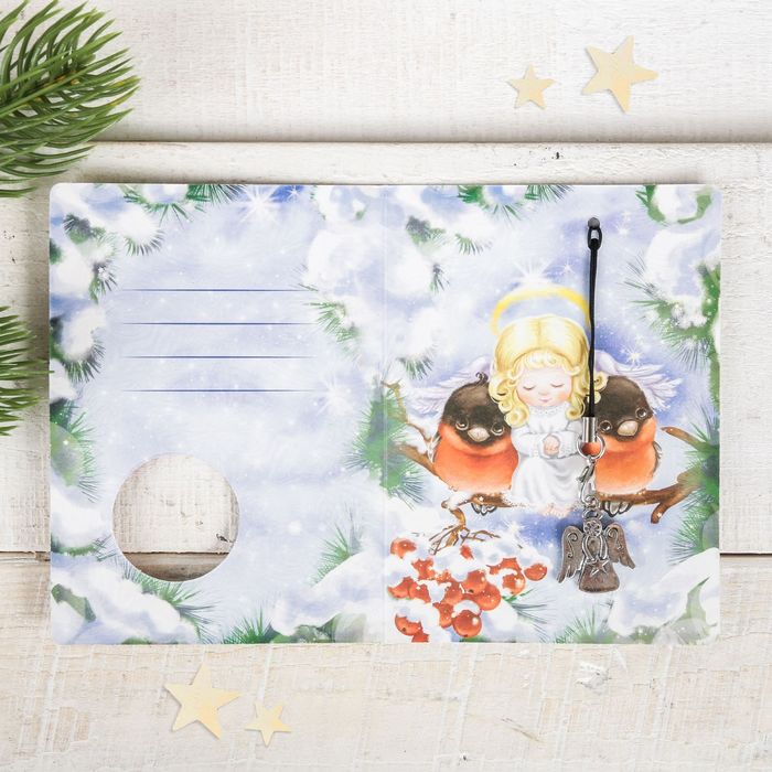 Подвеска в форме ангела «Ангелок со снегирями», 8 х 11 см