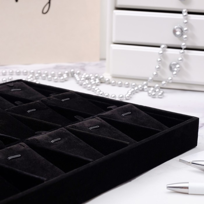 Подставка под кулоны, цепочки, подвески 18 шт, 35*24*3, цвет чёрный