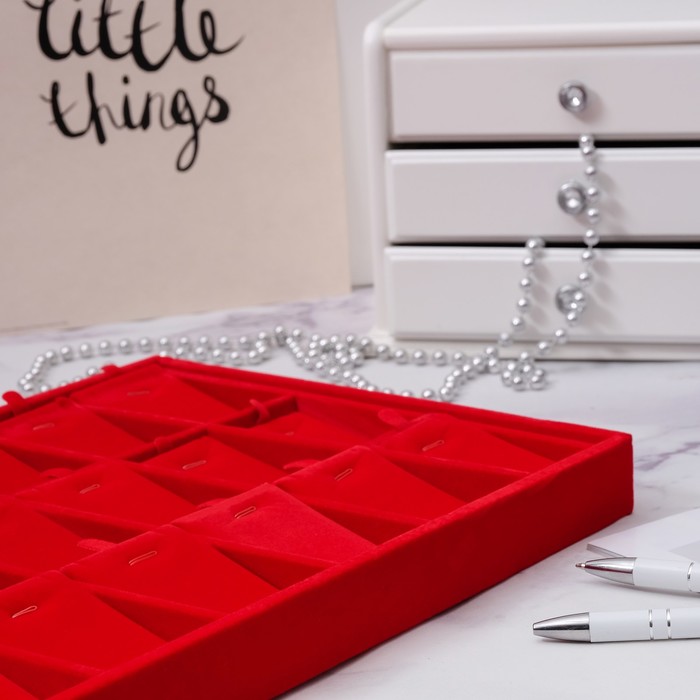 Подставка под кулоны, цепочки, подвески 18 шт, 35*24*3, цвет красный