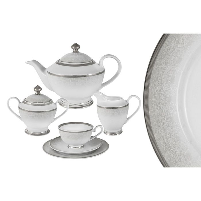 Чайный сервиз "Вуаль белая", 23 предмета, на 6 персон