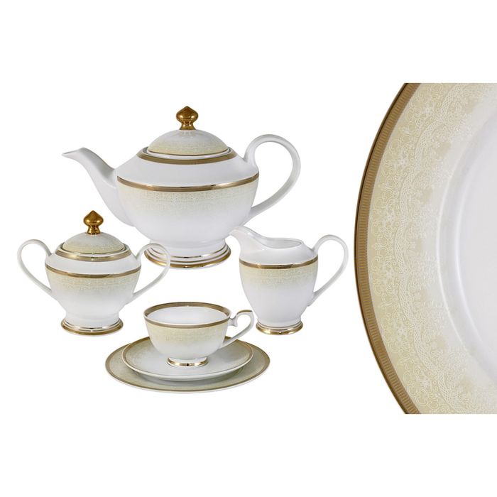 Чайный сервиз "Вуаль кремовая", 23 предмета, на 6 персон