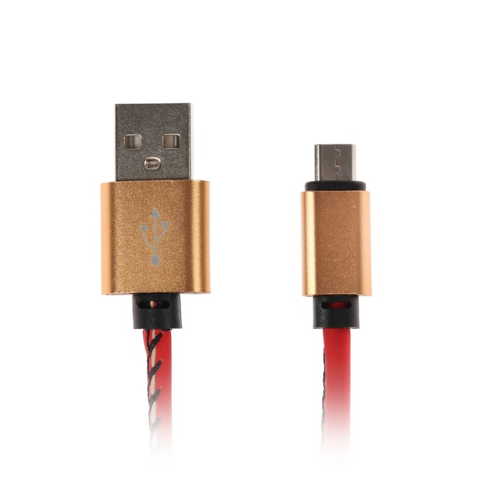 Провод Luazon, USB-microUSB, меняет цвет от прикосновения, красно-желтый