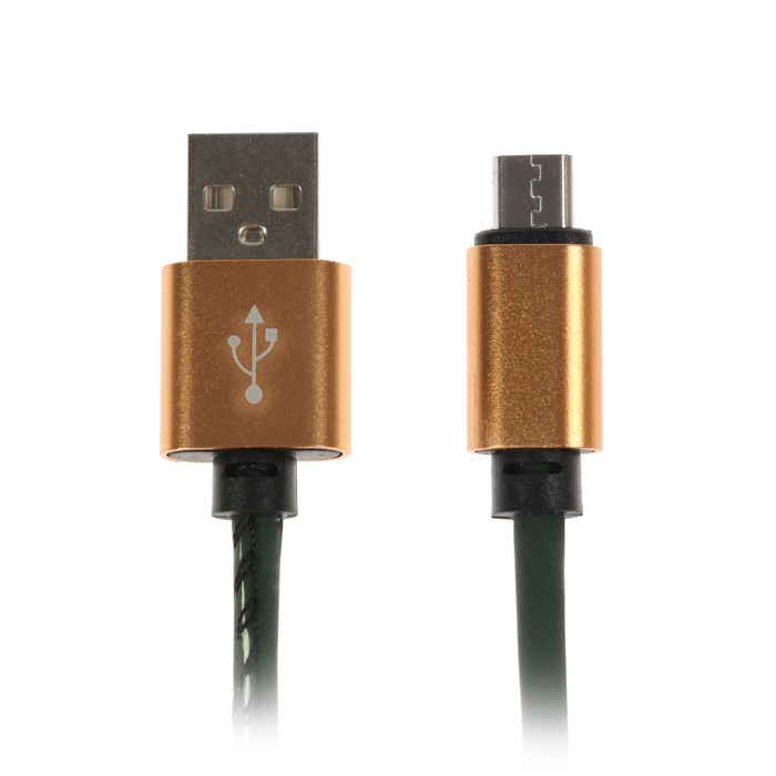 Провод Luazon, USB-microUSB, меняет цвет от прикосновения, зелёный