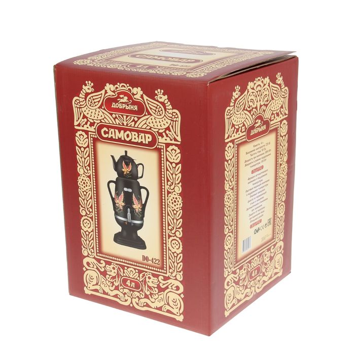 Самовар электрический "Добрыня" DO-422, 4.0 л, 1850 Вт, дисковый нагреватель, "птица"
