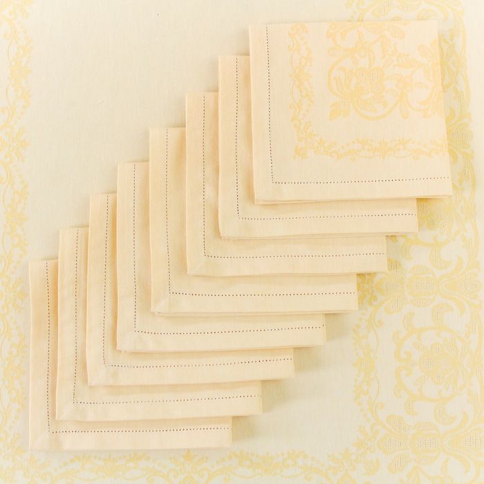 Столовый набор "Этель" (скатерть 150х200 см, салфетки 45х45 см - 6 шт.) цвет шампань, хл. с ВМГО