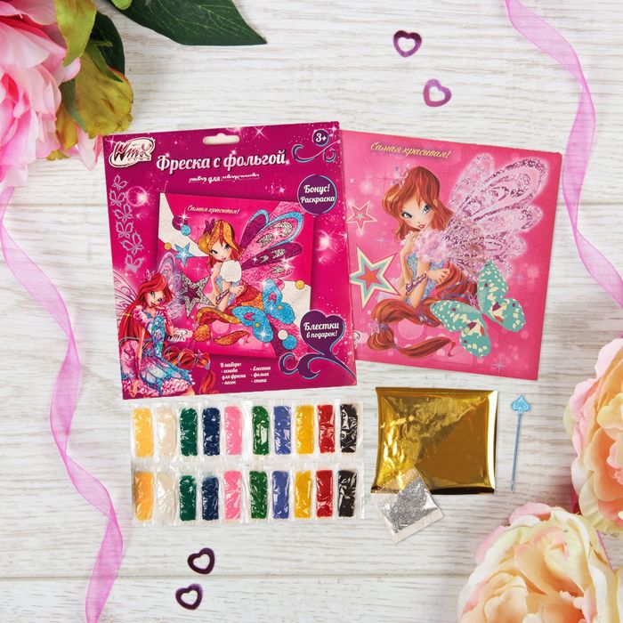 Фреска с блестками и фольгой "Самая красивая!" феи ВИНКС: Блум + песок, стека
