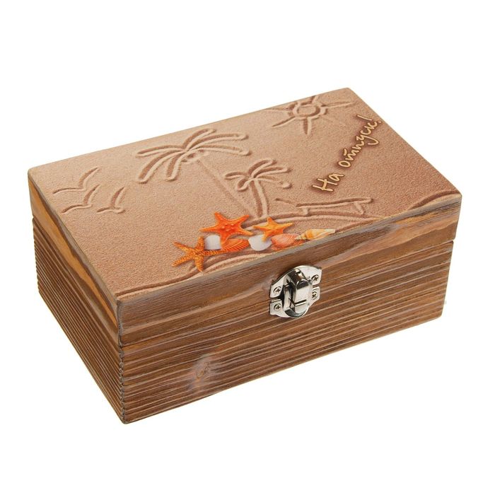 Шкатулка дерево "Пальмы на песке" 18х10,5х8 см